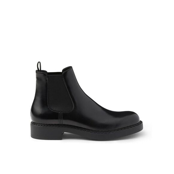 Prada Men Brushed Leather Chelsea Boots - Picture 1 of 4